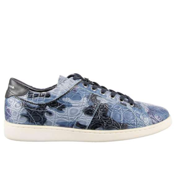 Classic crocodile leather (caiman) camouflage sneakers GUATEMALA with logo print by DOLCE & GABBANA