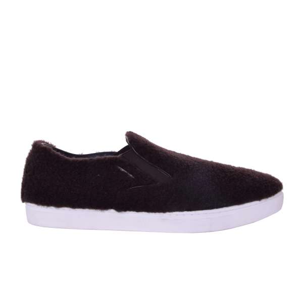 Slip-On Sneaker LONDON made of lamb fur with logo plaque by DOLCE & GABBANA Black Label