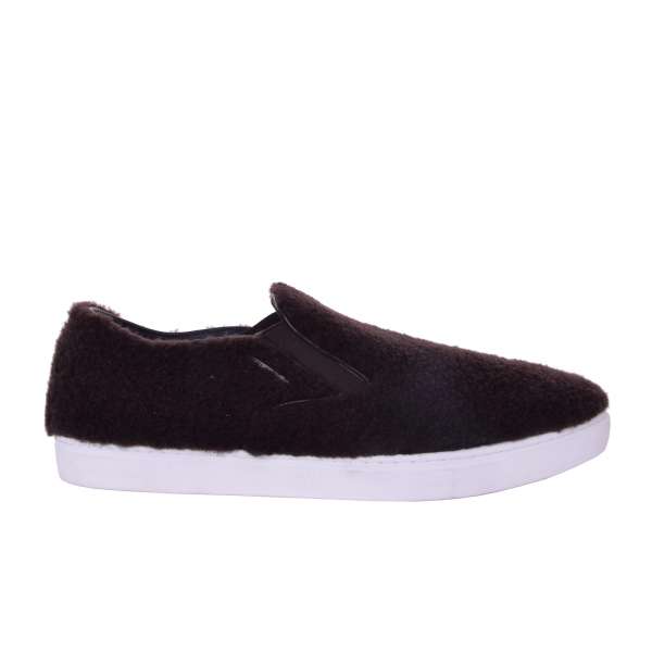 Slip-On Sneaker LONDON aus Lammpelz mit Logo Schild von DOLCE & GABBANA Black Label