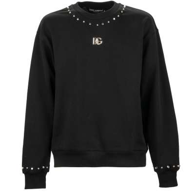 DG Studded Pearl Metal Logo Sweater Sweatshirt Black