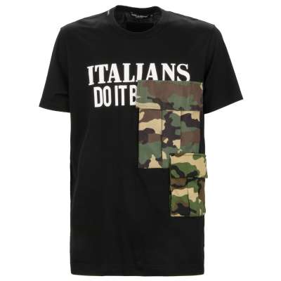 DG Logo Camouflage Italians Do It Better Cotton T-Shirt Black 52 L
