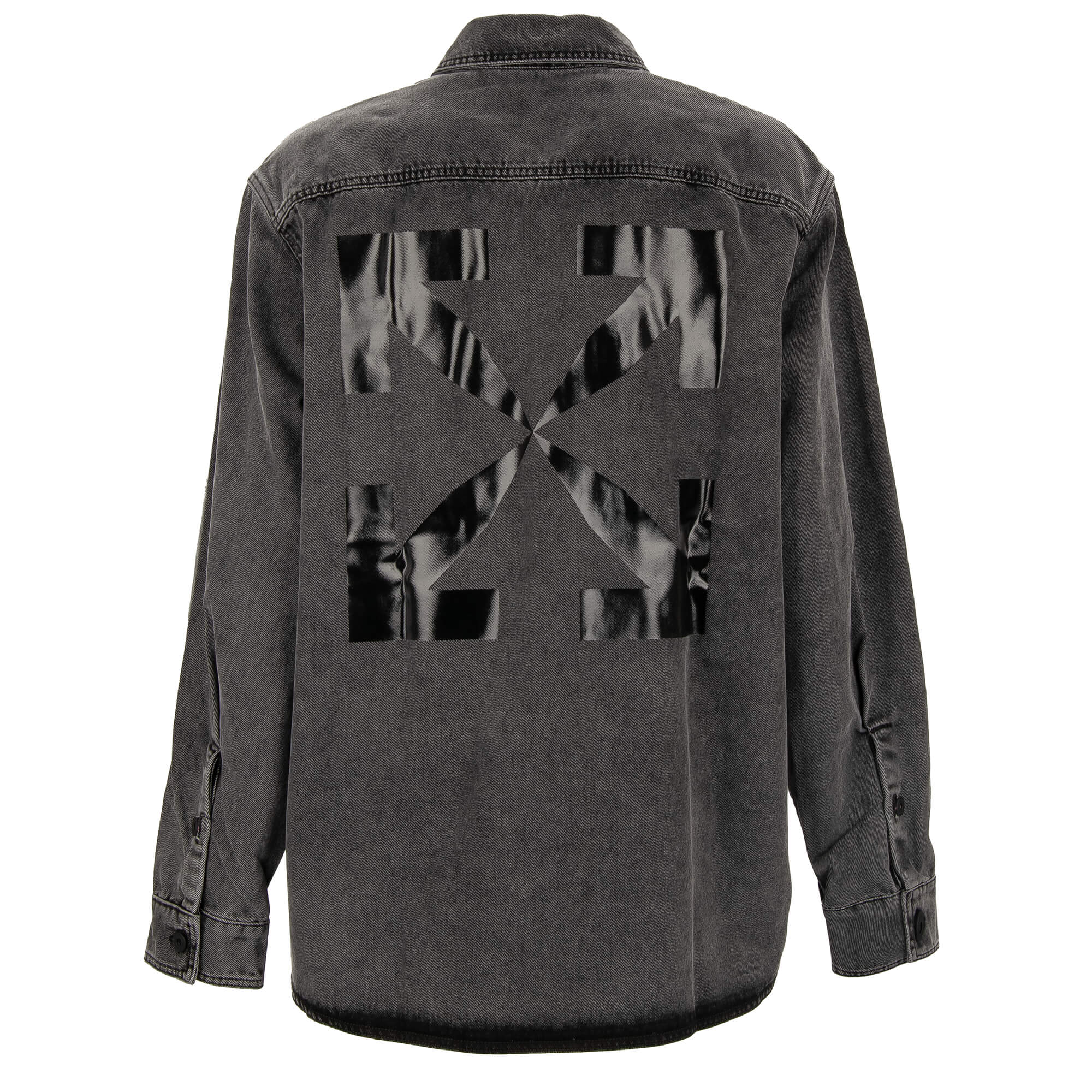 Virgil Abloh Arrow Oversize Denim Shirt Jacket with Logo Black L