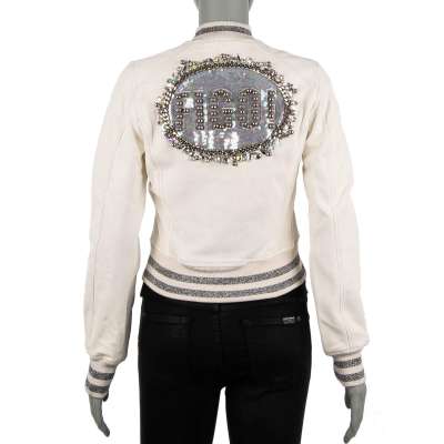 COUTURE Crystal Leather Jacket SUPER FIGO White M