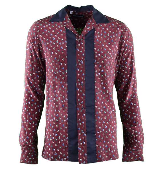 Silk Shirt Model RIVIERA with "Boxing" Print by DOLCE & GABBANA Black Label