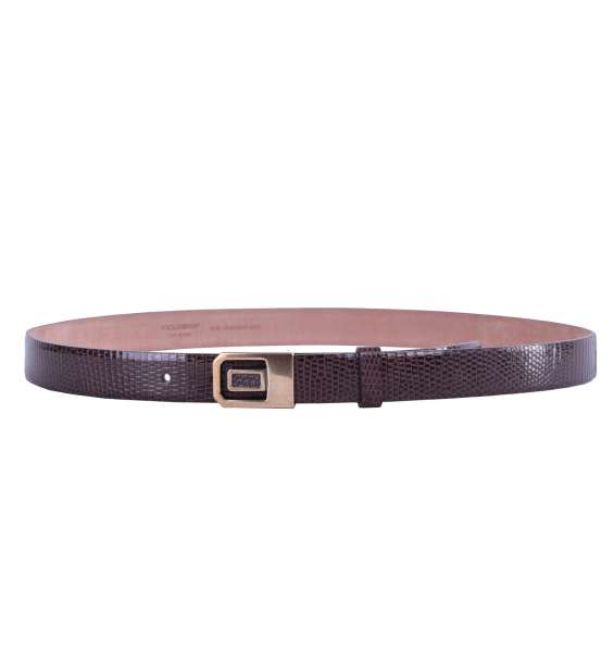 Lizard belt with logo plaque buckle by DOLCE & GABBANA Black Label