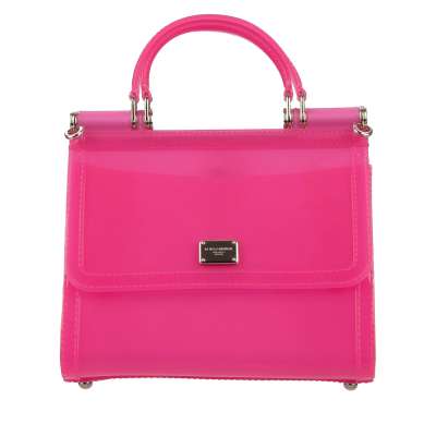 PVC Rucksack Tasche SICILY aus PVC mit abnehmbaren Riemen und Logo Pink