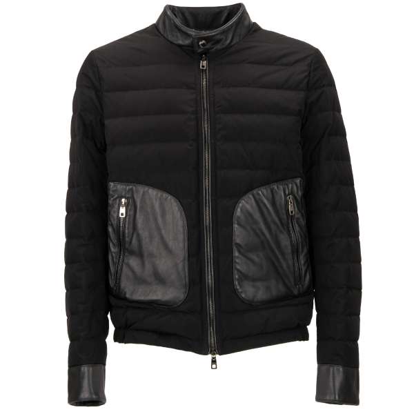 Quilted down jacket with nappa leather details and zipped pockets by DOLCE & GABBANA