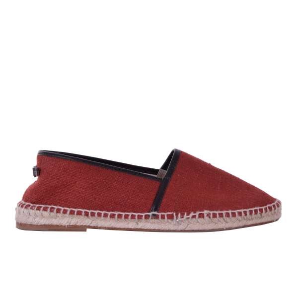 Linen canvas Espadrilles TREMITI with leather details and logo by DOLCE & GABBANA Black Label