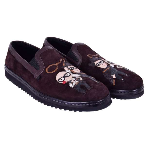 Suede Loafer MONDELLO with Domenico Dolce abd Stefano Gabbana embroidery and leather details by DOLCE & GABBANA Black Label