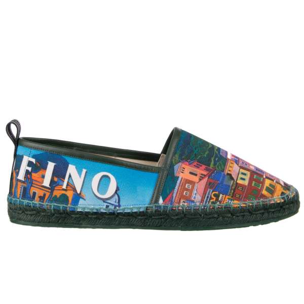 Printed Canvas espadrilles shoes TREMITI with Portofinio Print and logo by DOLCE & GABBANA