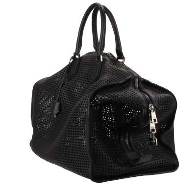 Transparente Nappa Leder Weekender Reisetasche mit Logo Schwarz