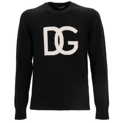 DG Logo Schurwolle Pullover Sweater Schwarz Weiß 