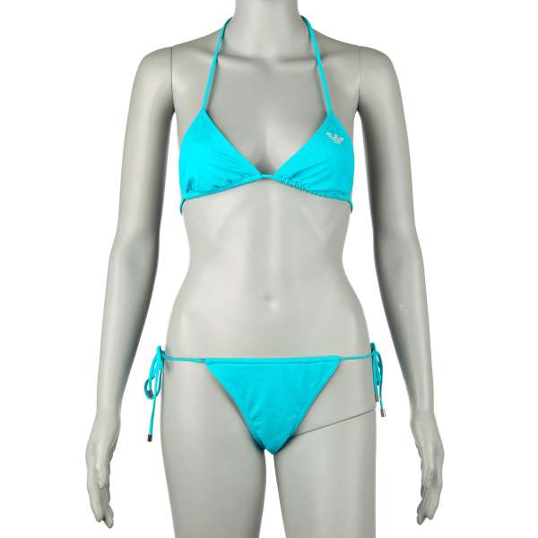 Bikini consisting triangle bra with logo combined with Brazilian briefs with drawstrings with logo by EMPORIO ARMANI Swimwear