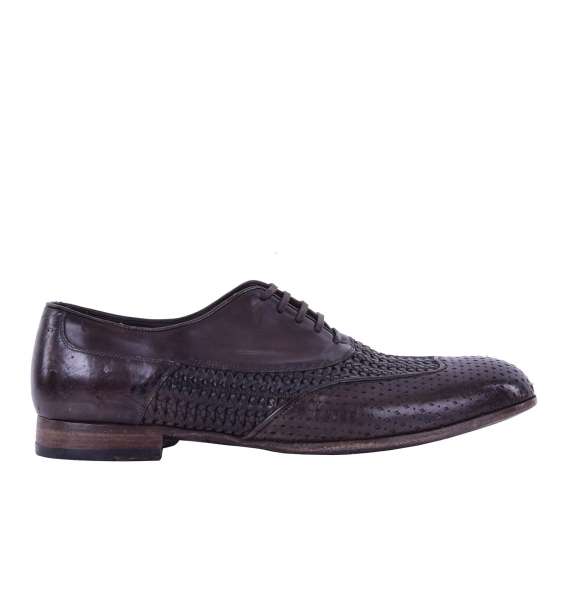 Gewebte Derby Schuhe SORRENTO aus Kalbsleder im Gitter-Design aus Kalbsleder von DOLCE & GABBANA Black Label