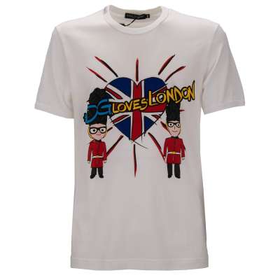 Cotton T-Shirt DG Domenico Dolce Loves London Heart White 48 38 M