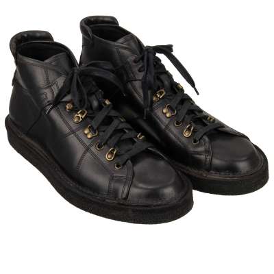 Trekking Leder Stiefel Stiefeletten Boots Schuhe MODIGLIANI Schwarz 43 UK 9