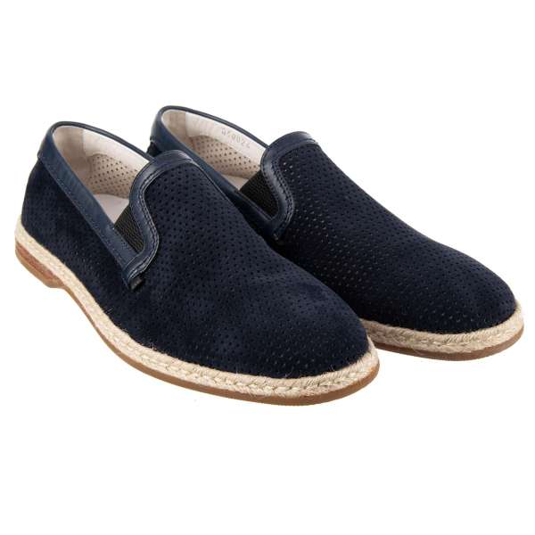 Perforated suede Espadrilles Loafer MONDELLO with patent leather details and DG Logo by DOLCE & GABBANA