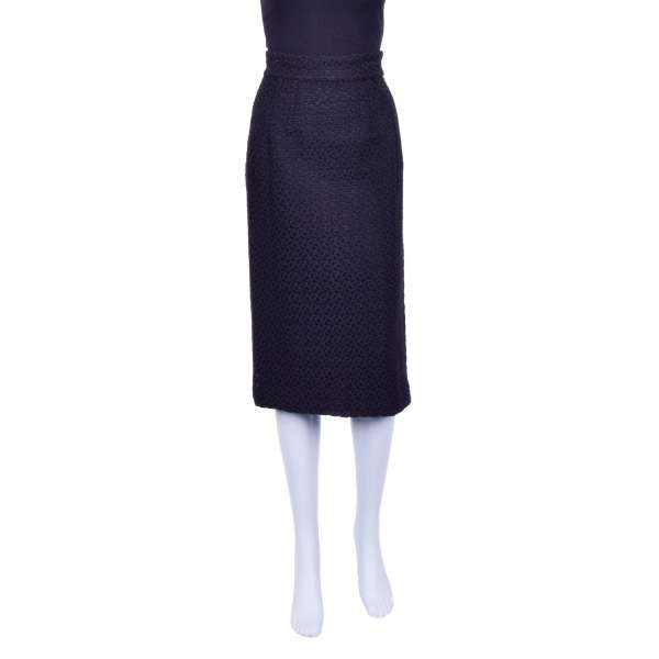 Long knitted pencil style skirt made of wool blend by DOLCE & GABBANA Black Label