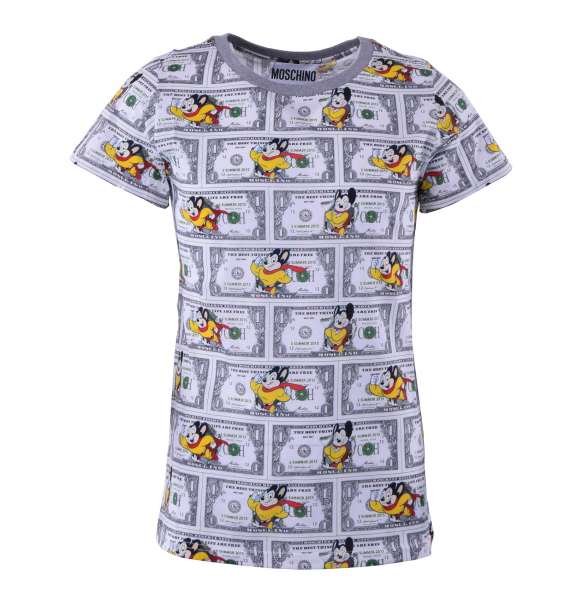 T-Shirt with dollar notes print print by MOSCHINO COUTURE