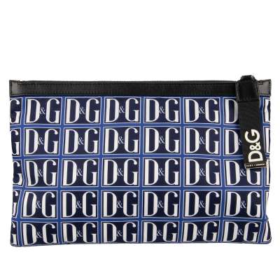 Nylon Clutch Tasche mit D&G Logo Print Blau Schwarz