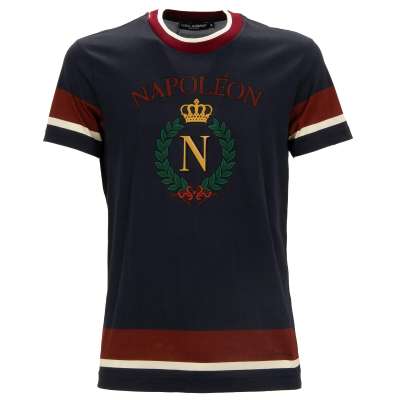 Krone Napoleon Baumwolle T-Shirt Blau Rot 