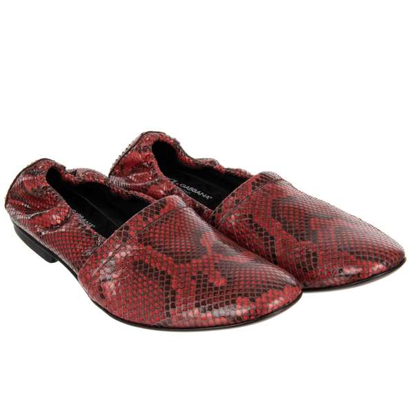 Exklusive Mokassins Schuhe OTELLO aus Schlangenleder in Rot von DOLCE & GABBANA