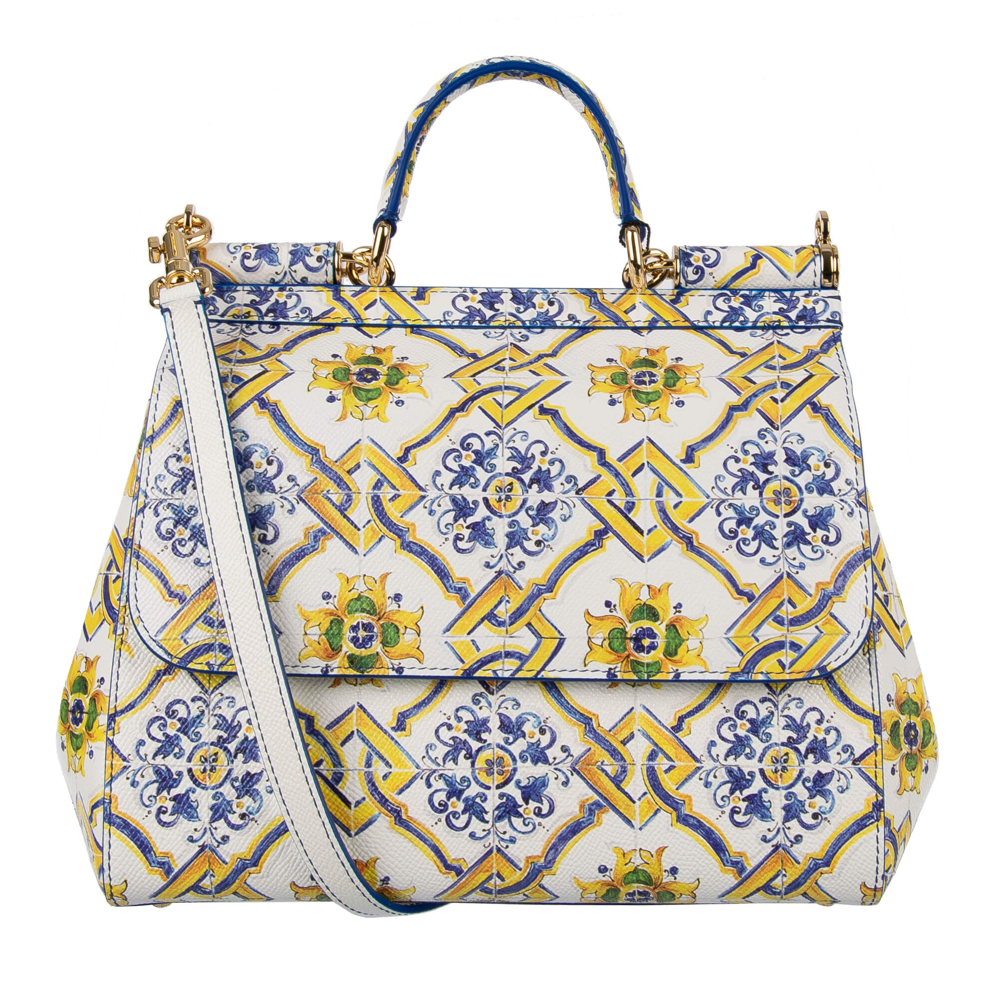 Dolce & Gabbana Tote Shoulder Bag Majolica MISS SICILY Blue Yellow ...