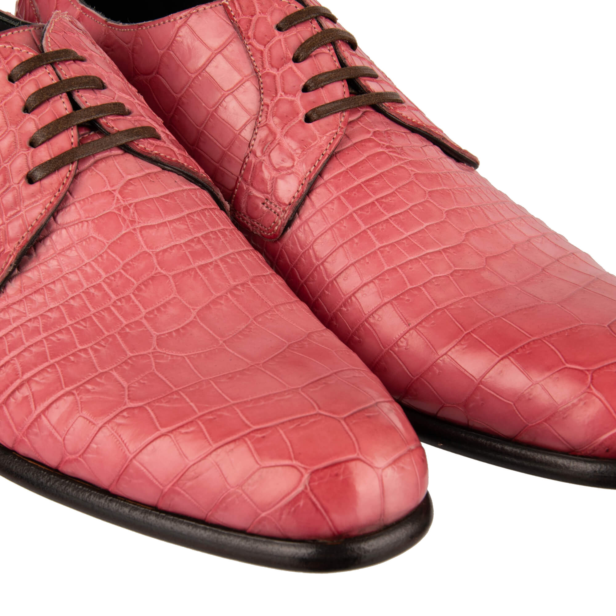 Dolce & Gabbana Crocodile Leather Derby Shoes SIENA Pink | FASHION ROOMS