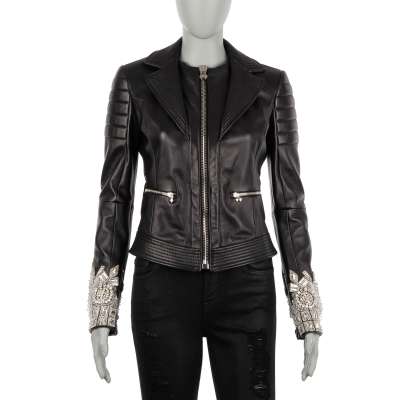 COUTURE Crystal Leather Jacket TOGETHER Black S