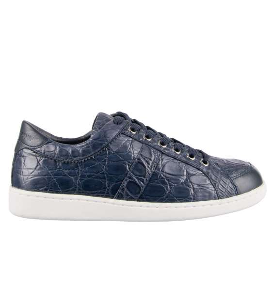 Classic unisex crocodile leather (caiman) sneakers GUATEMALA with embossed logo by DOLCE & GABBANA