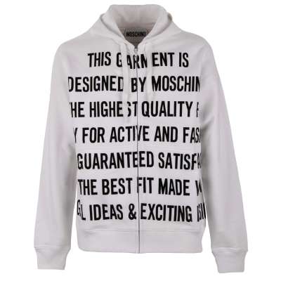 Design Writing Logo Print Sweater Jacket Hoody White Black