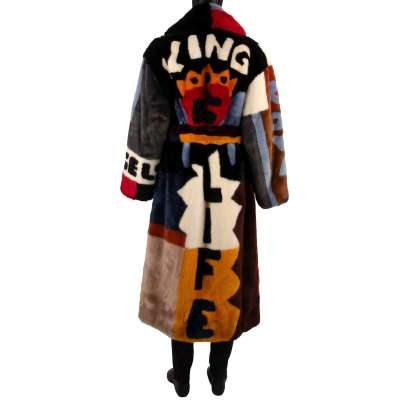 RUNWAY DG King Crown Faux Fur Winter Coat Black 44 46 S