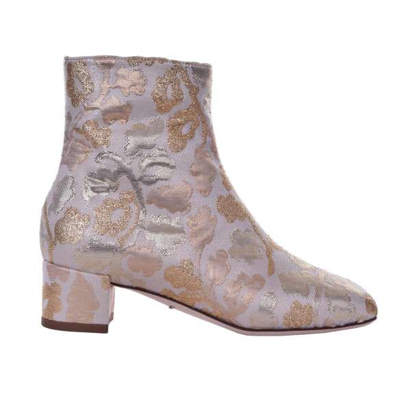 Baroque ankle boots made of jacquard in gold by DOLCE & GABBANA Black Label