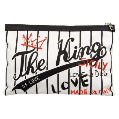 Unisex Nylon Clutch Tasche mit King Of Love Print Weiß Schwarz