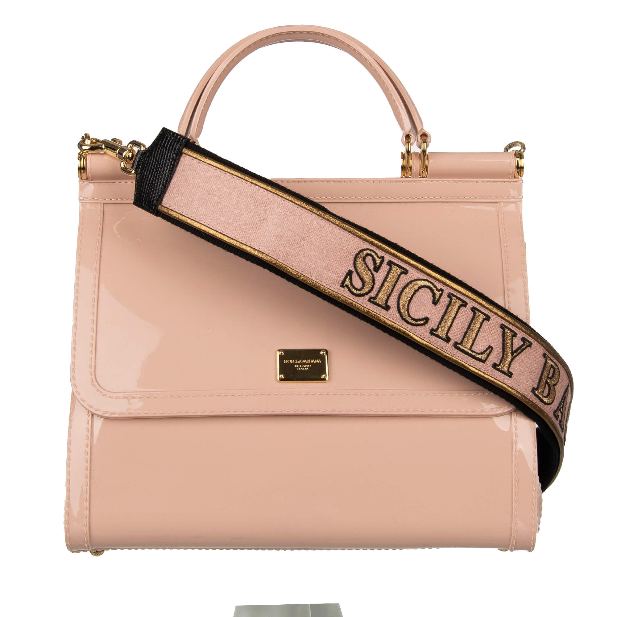 Dolce & Gabbana PVC Tote Shoulder Bag SICILY with Embroidered Strap and  Logo Pink | FASHION ROOMS