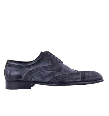 Washed Suede Derby Shoes Black