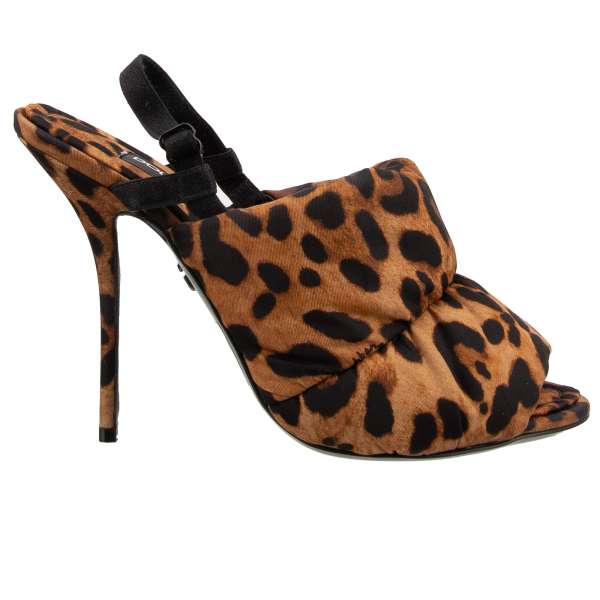 Leopard pattern completely padded soft Heels Sandals KEIRA with dessous like straps by DOLCE & GABBANA