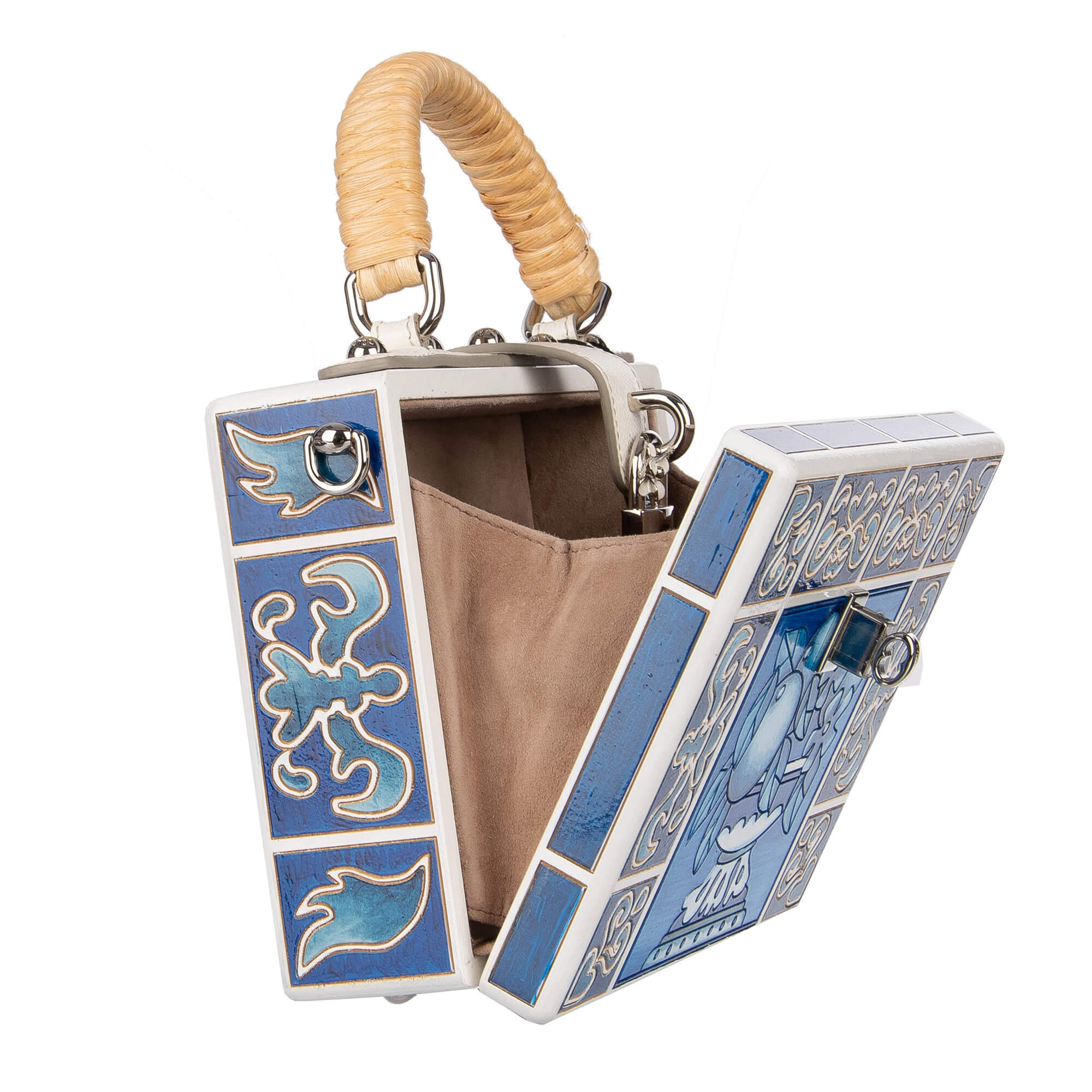 Dolce & Gabbana Majolica Wooden Bag DOLCE BOX White Blue | FASHION ROOMS