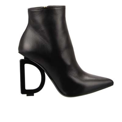 DG Logo Heel Leather Pumps Boots LORI Black