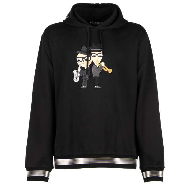 DG Family Hoodie Sweater / Pullover mit Stefano und Domenico Stickerei in schwarz von DOLCE & GABBANA