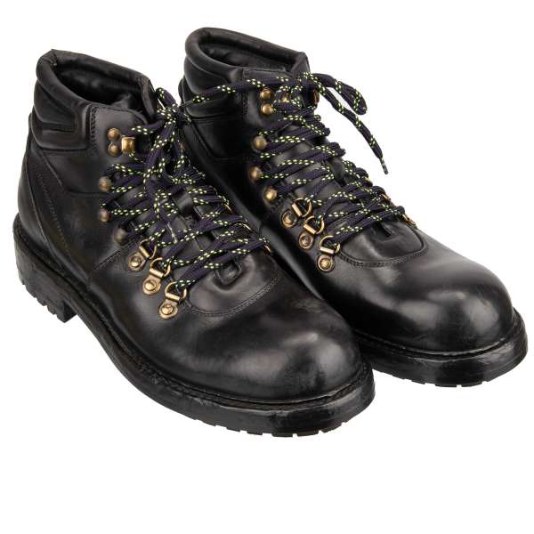 Trekking Stil Stiefeletten BERNINI mit Schnürsenkelverschluß in Schwarz von DOLCE & GABBANA