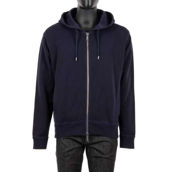  Vintage Style wide cut Hoody with Logo Print in Blue by DSQUARED2