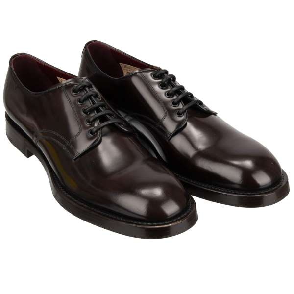Classic Derby Shoes MICHELANGELO made of leather with lace in brown by DOLCE & GABBANA