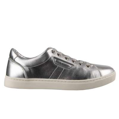 Nappa Leather Sneakers Shoes LONDON Silver 39 US 6