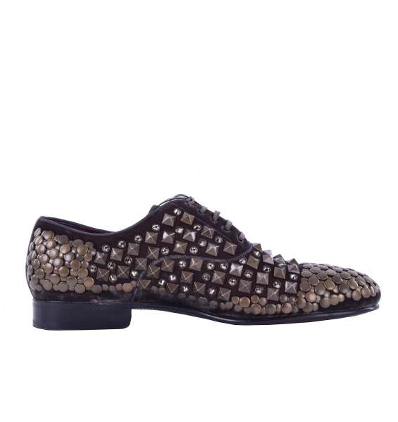 Velour Shoes with studs & strass by DOLCE & GABBANA Black Label