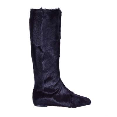 Flache Gazelle Pelz Stiefel VALLY Schwarz 39