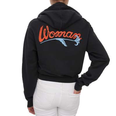 Virgil Abloh Oversize Woman Flower Hoodie Sweater Sweatshirt Black