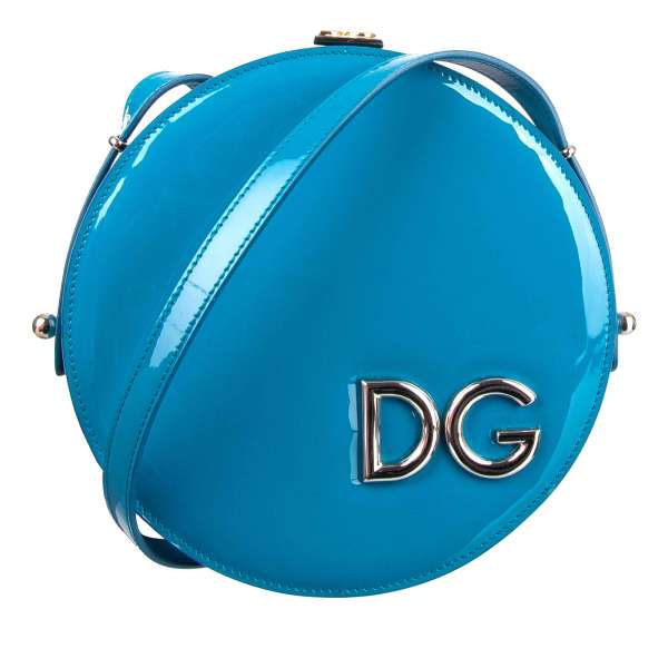 Schultertasche / Clutch DG GIRLS in Kreis-Form aus Lackleder mit großem DG Logo vorne von DOLCE & GABBANA