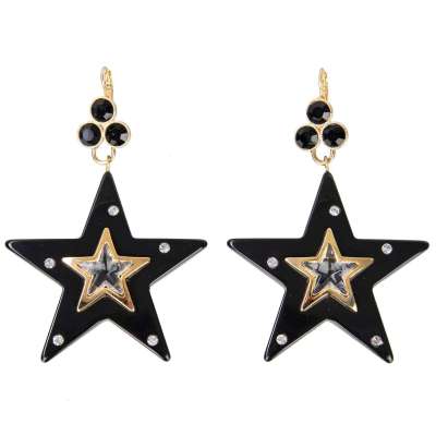 Stelle Star Crystal Earrings Gold Black