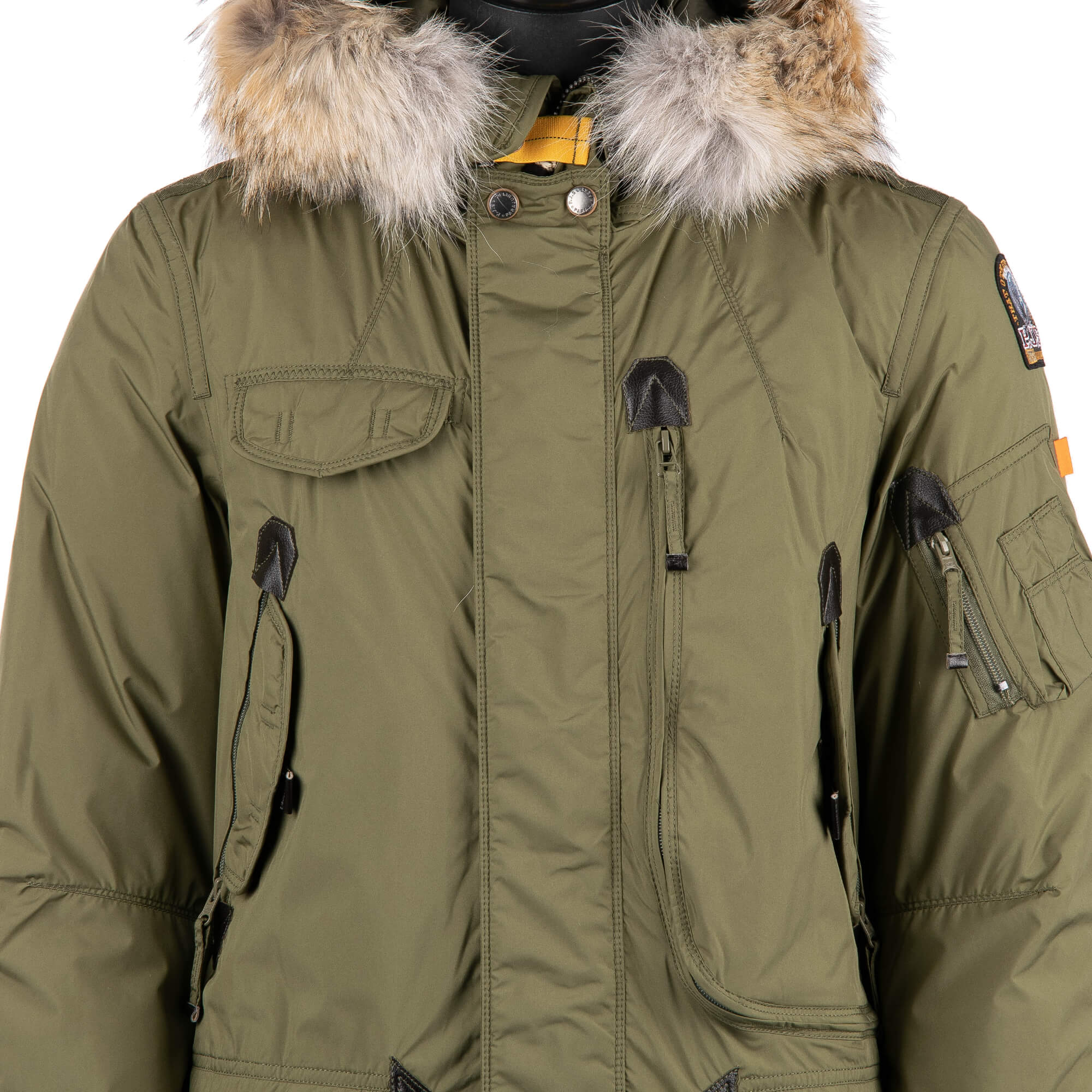 Parajumpers Parka Down Jacket RIGHT HAND LIGHT with Fur Hoody Army Khaki FASHION ROOMS